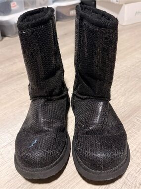 Black Sequin Mid-Calf Winter Boots